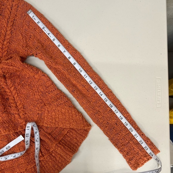 Moth Chunky Cable Knit High- Low Burnt Orange Sweater Size S - Picture 7 of 12